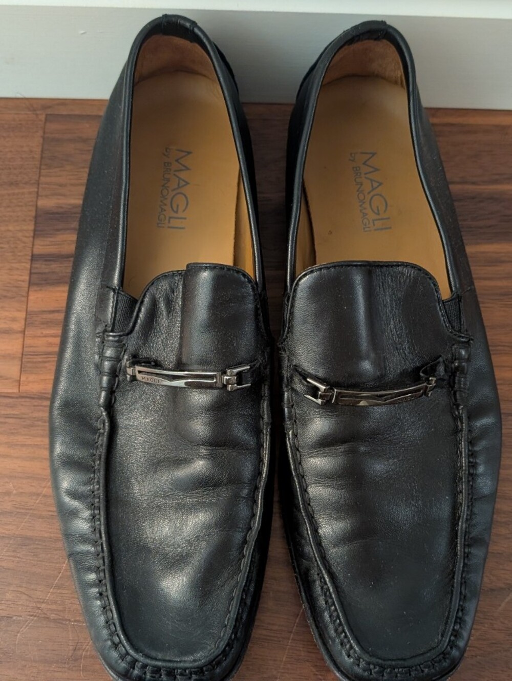 Magli by Bruno Magli Men's Black Leather Driving Loafers - Size 8